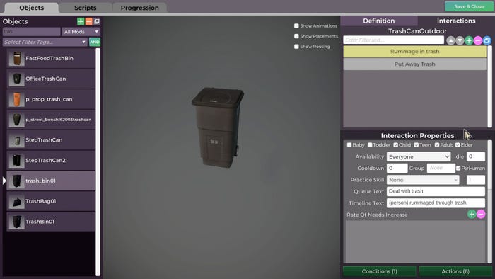 A trashcan in the Life if You object editor