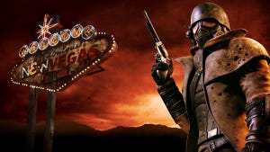 The Courier in the box art for Obsidian Entertainment's Fallout: New Vegas.