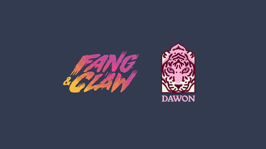 The Fang & Claw and Dawon logos on a dark background