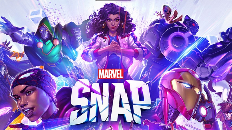 Key artwork for Marvel Snap featuring a roster of superheroes and villains