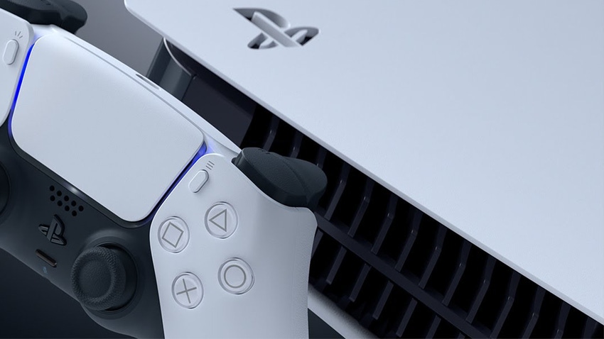 An up-close shot of the PlayStation 5