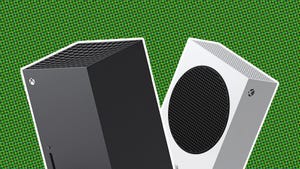 Xbox series S and series X consoles against a green backdrop Xbox series S and series X consoles against a green backdrop