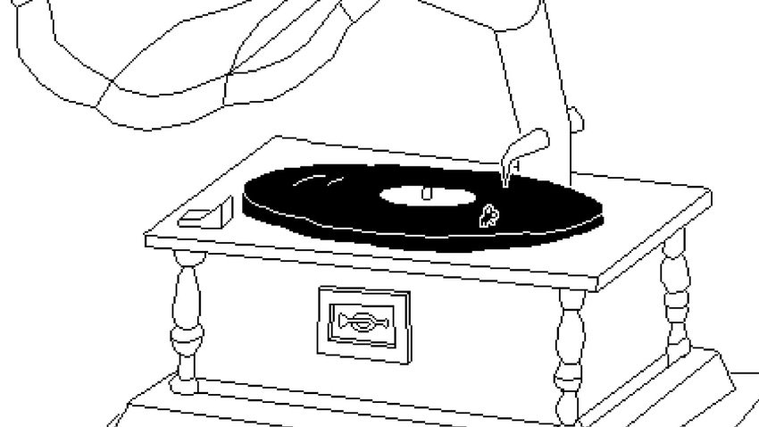 An image of a fly riding a record player in Time Flies