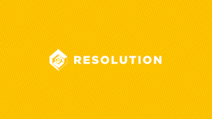 The Resolution logo on a yellow background