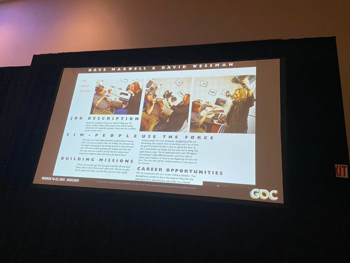 A GDC slide showing off an old magazine article about Dave Maxwell and Dave Wessman.