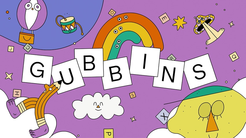 Key artwork for Gubbins showing a variety of colourful characters