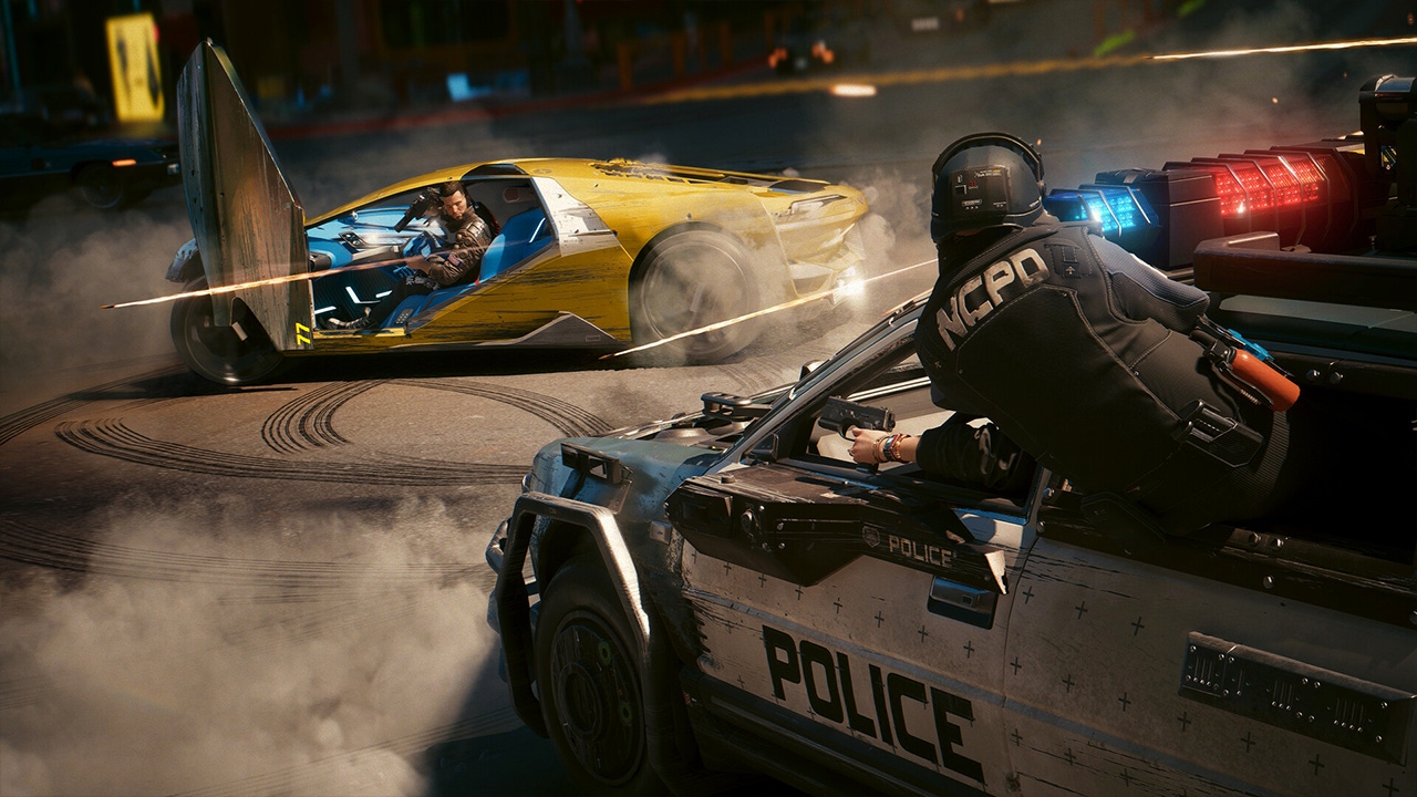 A high speed pursuit in Cyberpunk 2077 A high speed pursuit in Cyberpunk 2077