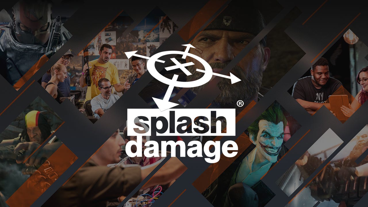 The Splash Damage logo overlaid on artwork showcasing a range of the studio's projects The Splash Damage logo overlaid on artwork showcasing a range of the studio's projects