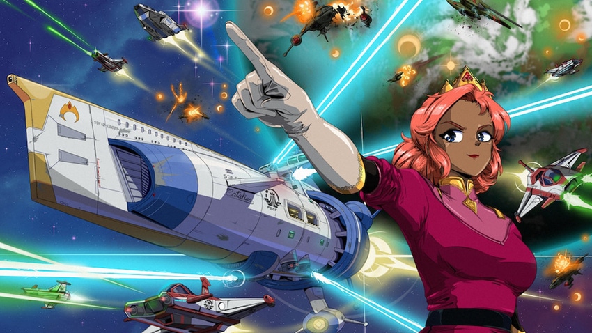 Key artwork for Jumplight Odyssey featuring interstellar vehicles and anime-style characters