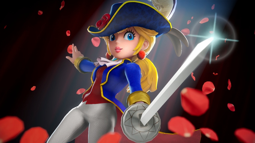 Princess Peach in sword-fighting garb