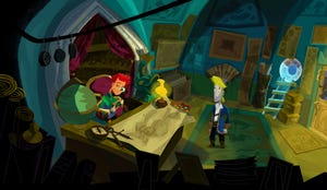 return to monkey island characters in a map shop
