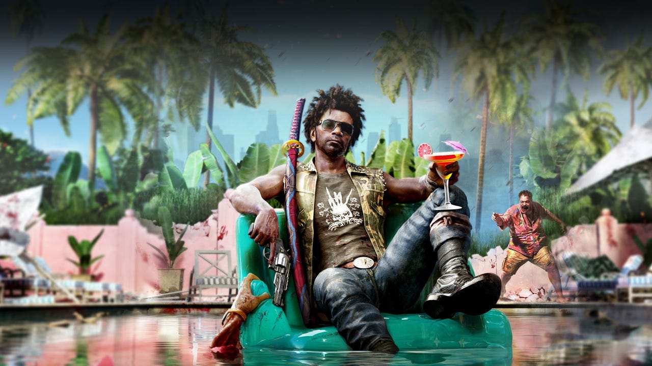 Dead Island 2 游戏画面,现代城市背景,丧尸四散