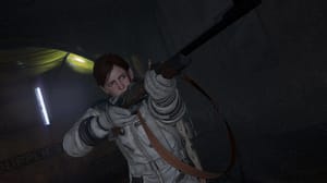Ellie from The Last of Us wears a spacesuit and wields a rifle. Ellie from The Last of Us wears a spacesuit and wields a rifle.