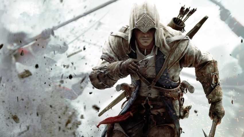 Promotional art for Ubisoft's Assassin's Creed III.