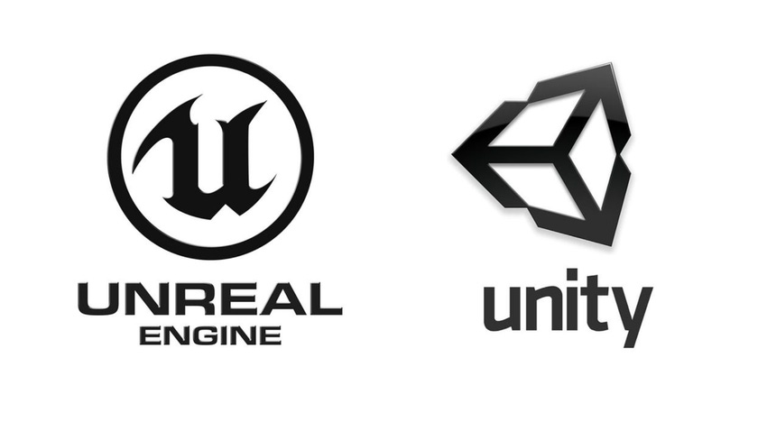 the Unreal Engine and Unity logos