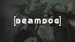 The Beamdog logo on some black and white fantasy artwork