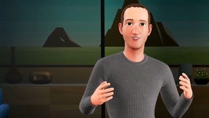 A screenshot of Mark Zuckerbergs' improved Horizon Worlds avatar.