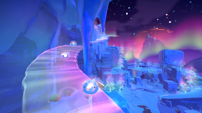 A screenshot of the Aurora Platform from the Slime Rancher 2 update Song of the Sabers.
