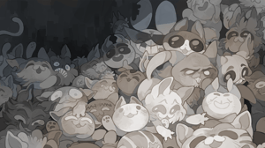 Key artwork for Mewgenics featuring a menagerie of cats Key artwork for Mewgenics featuring a menagerie of cats