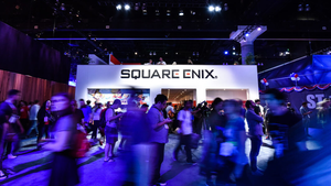 A Square Enix booth at a video game expo