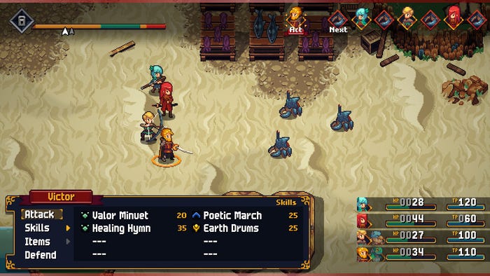 A screenshot from Chained Echoes showing the party engaged in combat