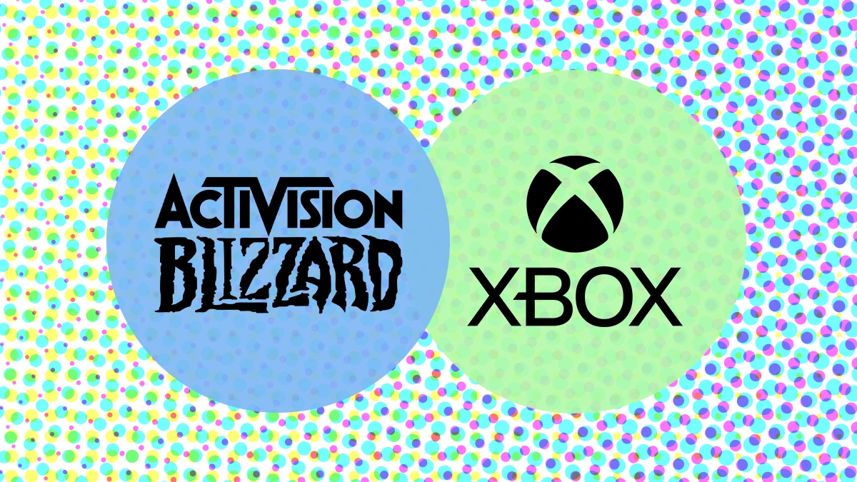 Artwork depicting the Xbox and Activision Blizzard logos merging Artwork depicting the Xbox and Activision Blizzard logos merging