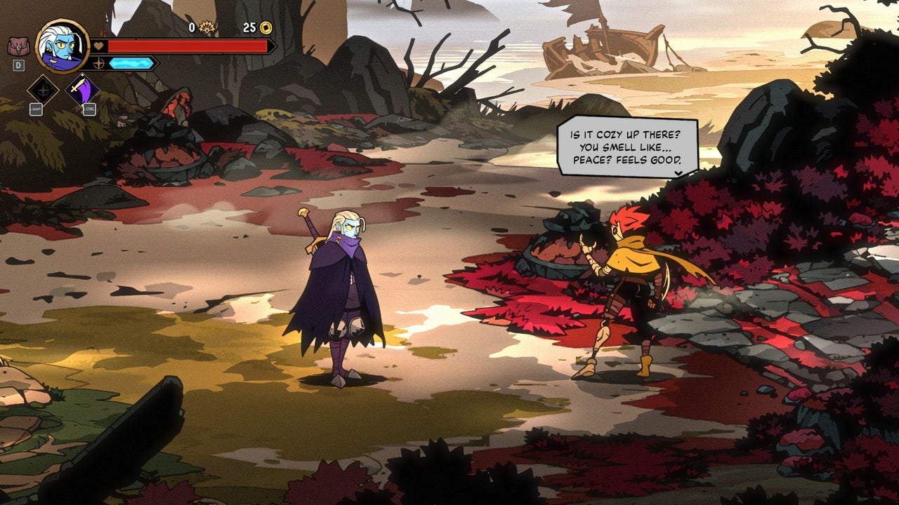 Two characters talking in Absolum Two characters talking in Absolum