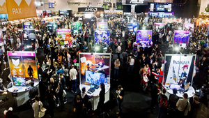 A photograph of public demo booths at PAX Australia