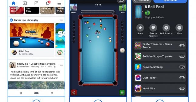 Facebook Pool Game Facebook migrating Instant Games away from Messenger