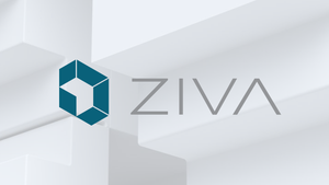 The Ziva logo on a stylized background