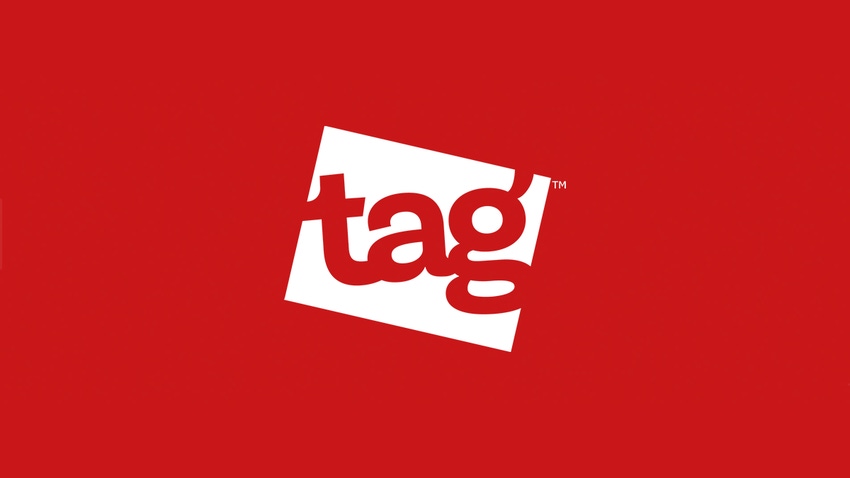 The Tag Games logo on a red background