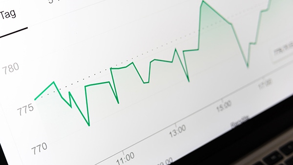 Charts on a computer screen Charts on a computer screen