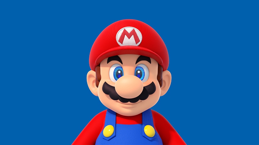 Artwork showing Mario in his classic red and blue outfit