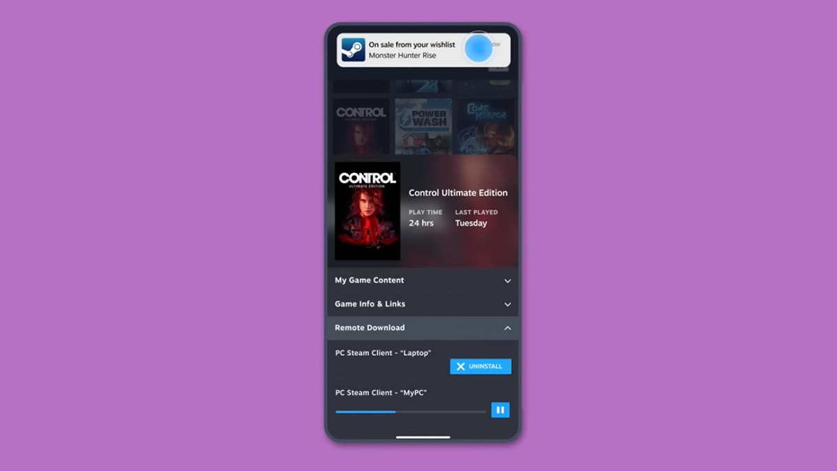 A screenshot of the revamped Steam Mobile App A screenshot of the revamped Steam Mobile App