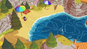 Fishing on an idyllic beach surrounded by woods Fishing on an idyllic beach surrounded by woods