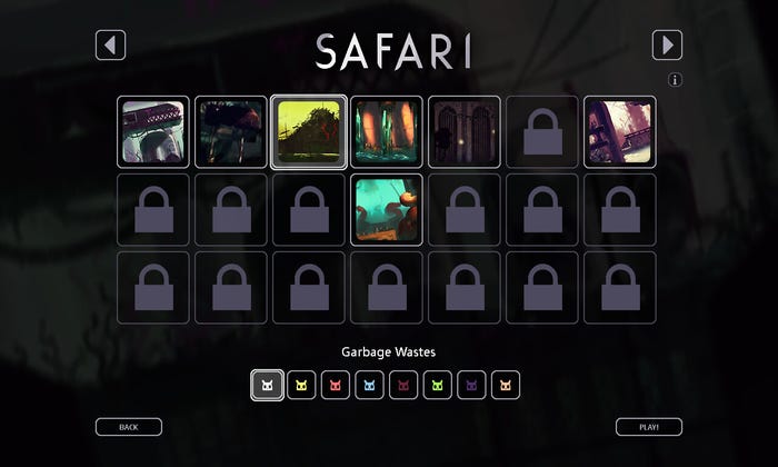 A screenshot of the menu selection for Safari Mode in Rain World: Downpour.