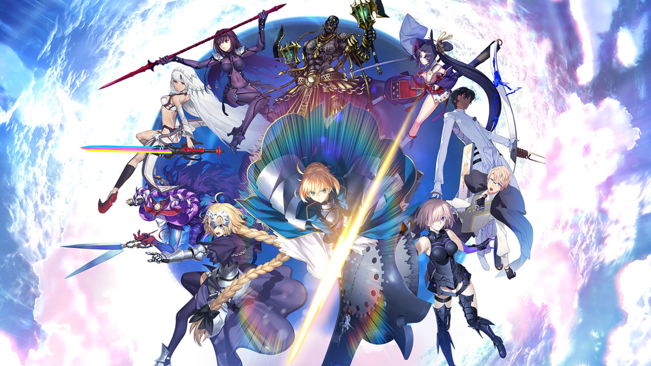 A key art of Fate/Grand Order featuring its cast of vibrant characters A key art of Fate/Grand Order featuring its cast of vibrant characters