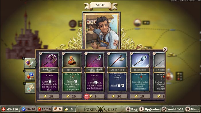 A screenshot showing equipment for sale in an in-game shop. Each equipment piece like a 