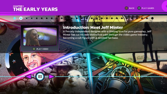 A screenshot from Llamasoft: The Jeff Minter Story. It's a part of the game called A screenshot from Llamasoft: The Jeff Minter Story. It's a part of the game called