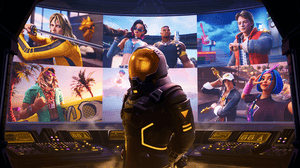 A Fortnite character stood in front of television screens depicting a number of brand collaborations A Fortnite character stood in front of television screens depicting a number of brand collaborations