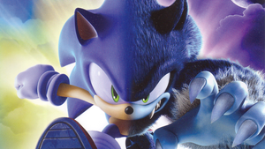 A close-up of Sonic, brandishing fangs A close-up of Sonic, brandishing fangs