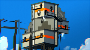 A screenshot of a blocky building in Small Radios Big Televisions