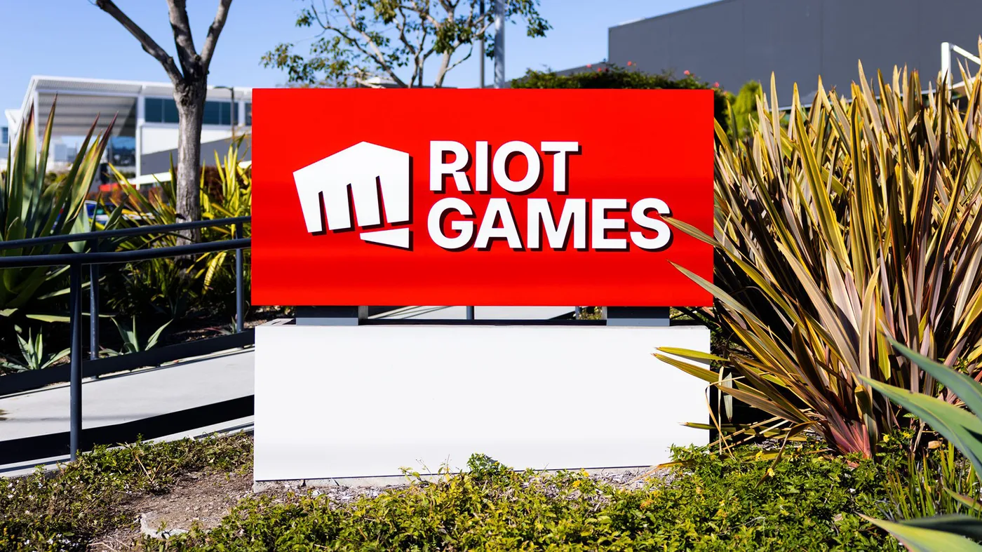 The sign for Riot Games outside its Santa Monica headquarters. The sign for Riot Games outside its Santa Monica headquarters.