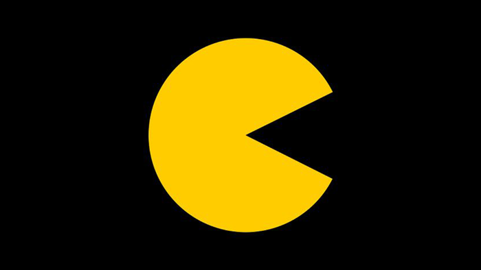 A 2D render of sentient cheese wheel Pac-Man