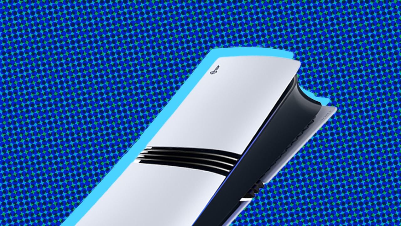 The PlayStation 5 Pro overlaid on a stylised blue background The PlayStation 5 Pro overlaid on a stylised blue background