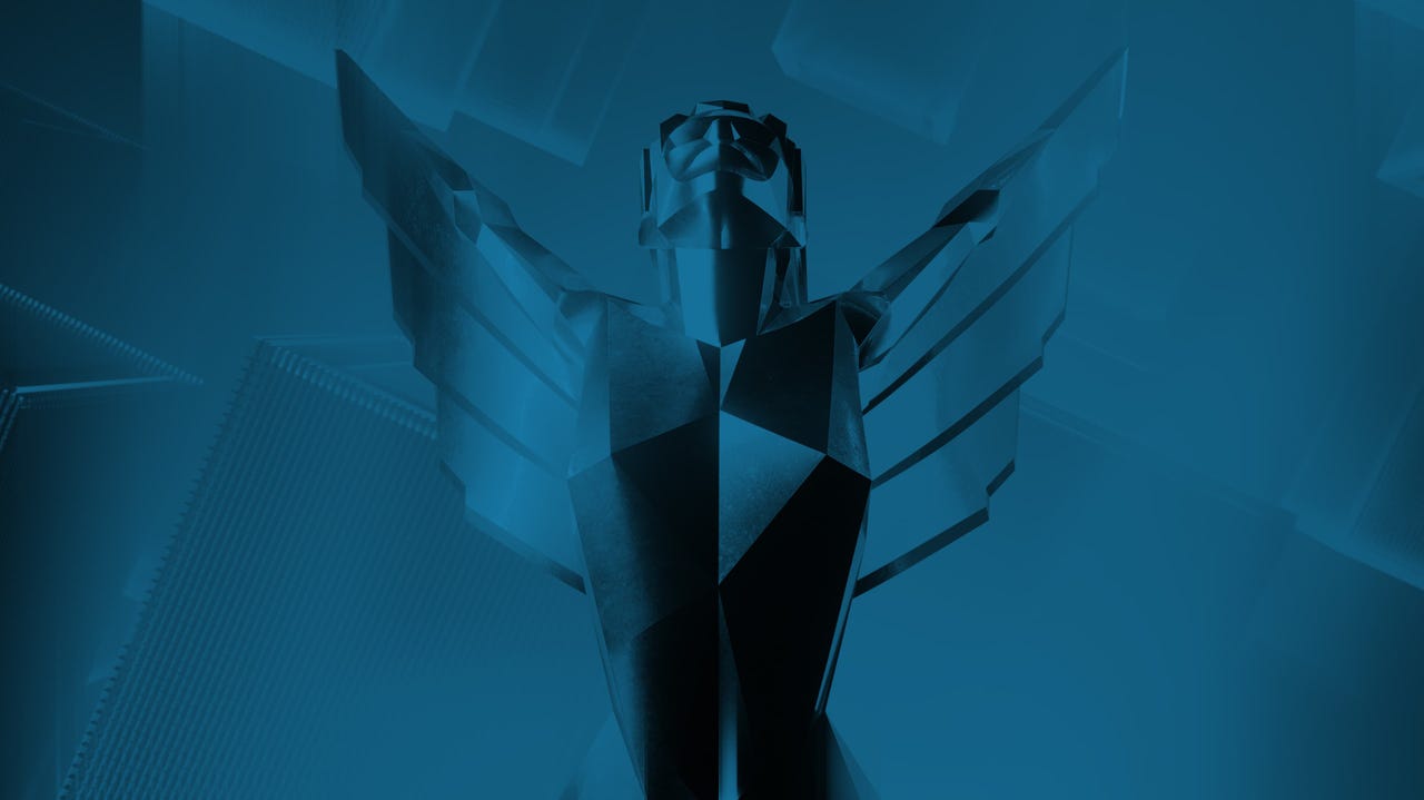 The statue of The Game Awards on a blue background The statue of The Game Awards on a blue background