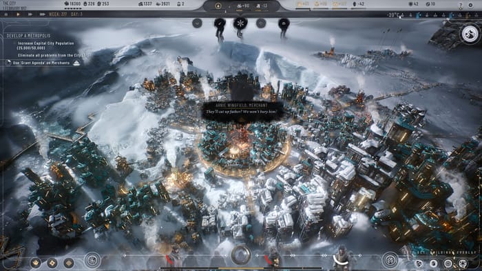 A screenshot of the city in Frostpunk. A screenshot of the city in Frostpunk.