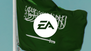 The EA logo overlaid on the Saudi Arabian flag The EA logo overlaid on the Saudi Arabian flag