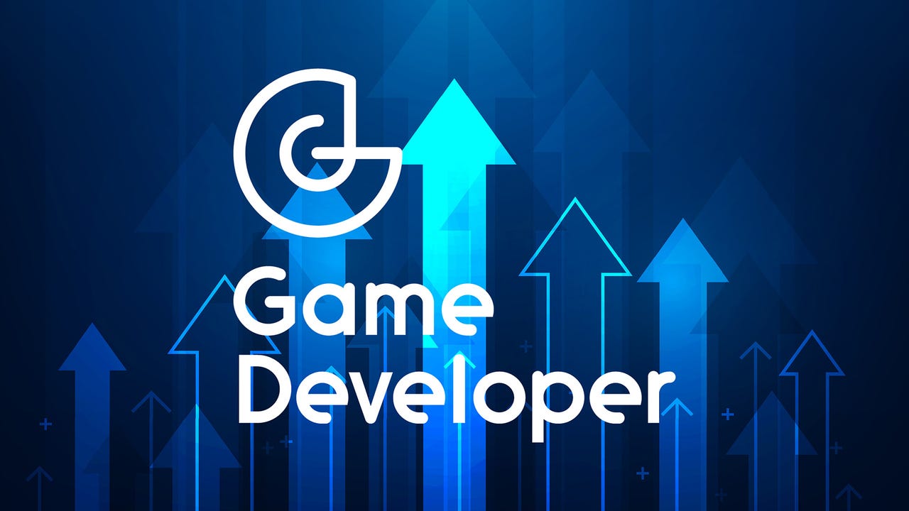 The Game Developer Logo in front of blue trend lines The Game Developer Logo in front of blue trend lines