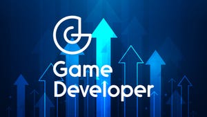 The Game Developer Logo in front of blue trend lines The Game Developer Logo in front of blue trend lines
